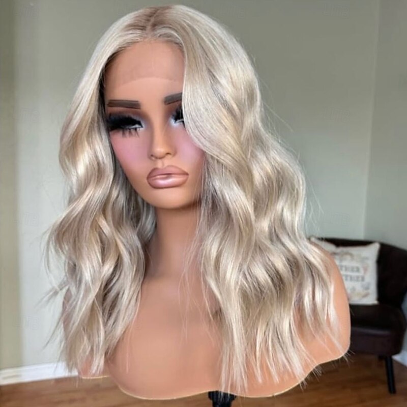 Remy Human Hair 5x5 Closure 13x4 Lace Front Wig Short Bob Brazilian Hair Wavy Multi-color Wig 130% 150% Density with Baby Hair Highlighted / Balayage Hair Natural Hairline 100% Virgin Glueless For3