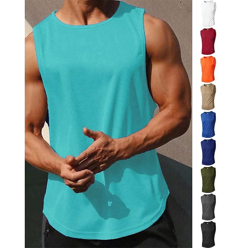 Men's Tank Top Vest Top Undershirt Sleeveless Shirt Sleeveless Crew Neck Summer Plain Fashion Designer Basic Vacation Street Going out Black White Wine Top Tee for Men