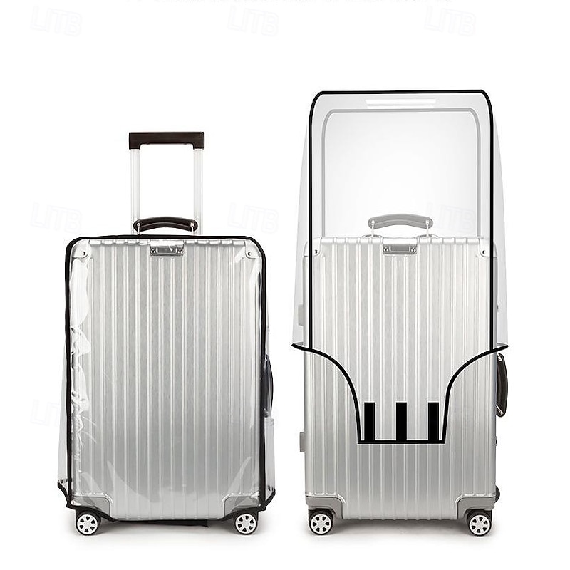 Transparent PVC Trolley Suitcase Protective Cover - Wear-Resistant Travel Case Dust Cover with Leather Trim