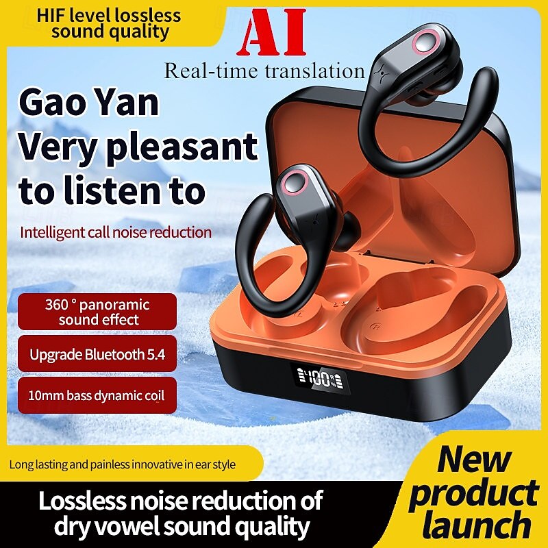 YW02 True Wireless Headphones TWS Earbuds Ear Hook Bluetooth 5.3 Stereo Surround sound Built-in Mic for Apple Samsung Huawei Xiaomi MI  Yoga Fitness Gym Workout Mobile Phone