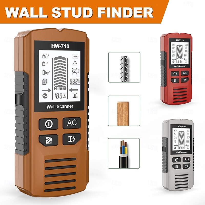 Multifunctional Handheld Metal & Wall Detector, 5 in 1 Stud Finder Scanner, Portable Wire Pipe Power Scanner, LCD Display, Suitable for Detecting Metal, Cables, Wood2