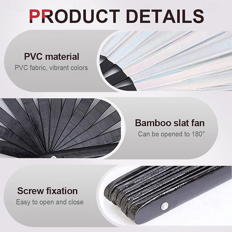 Boots on The Ground Fan Large Holographic Folding Hand Fan Line Dance Popping, Clap Fans for Line Dancing Foldable Craft Holding Laser Colors Hand Fan4