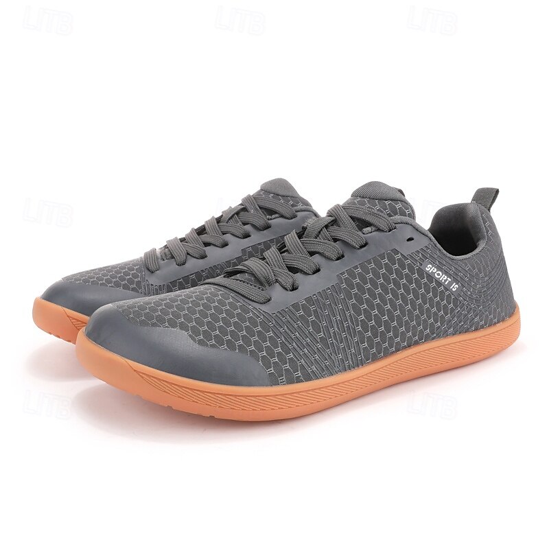 Men's Barefoot Sports Shoes - Grey Textured, Lightweight, Urban Style - Suitable for Daily Wear & Fitness Activities4