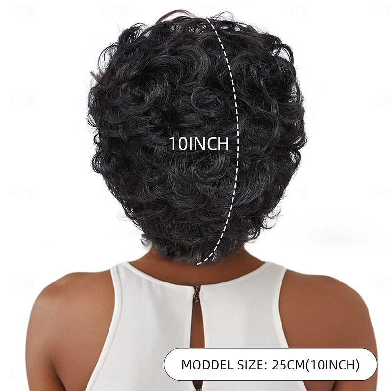 Synthetic Wig Curly Curly Weave Bob Asymmetrical Machine Made Wig 10 inch A1 Synthetic Hair Women's Cool Classic Comfortable Natural Black3