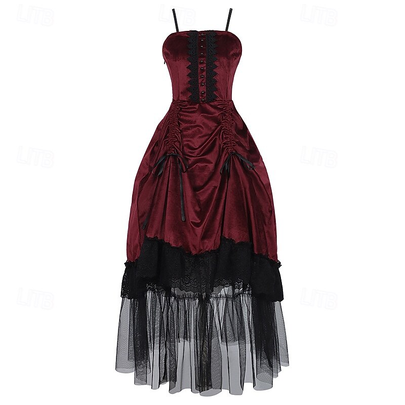Punk & Gothic Medieval Cocktail Dress Dress Masquerade Prom Dress Witch Lady Outlander Fancy Dress Women's Walpurgis Night Halloween Carnival Masquerade Party Halloween Adults' Dress3