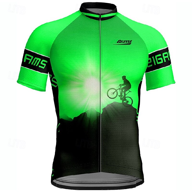 Men's Cycling Jersey Letter & Number Short Sleeve Bike Tee Tshirt Jersey with 3 Rear Pockets Mountain Bike MTB Quick Dry Anatomic Design Wicking Breathable Sports Wine Red Yellow Red Clothing Apparel3