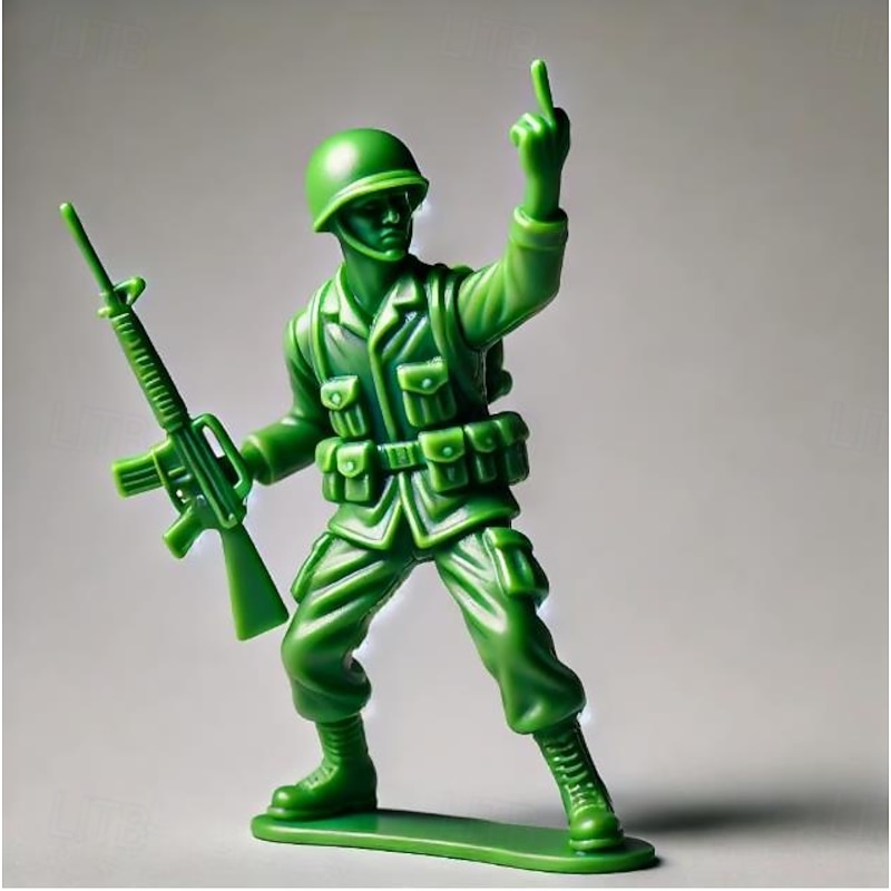 Funny Green Army Men, Quirky Desk Companion, Playful Decoration, Fun Gift for Home or Office, Unique Army Figurines with Attitude