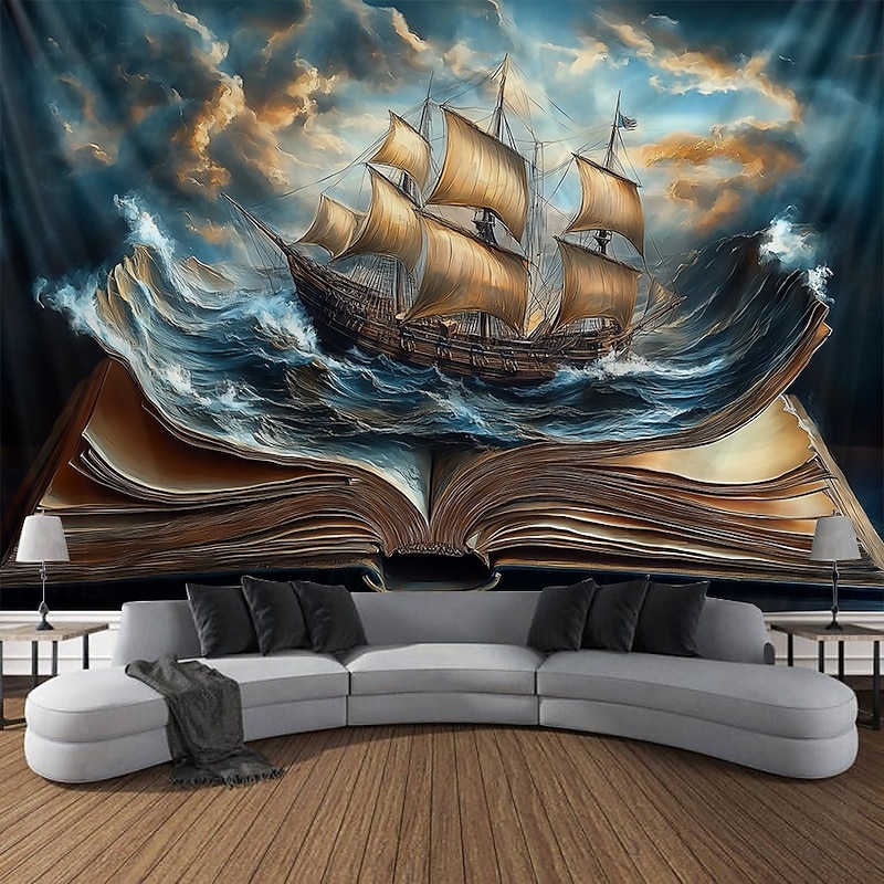 Magic Book Pirate Hanging Tapestry Wall Art Large Tapestry Mural Decor Photograph Backdrop Blanket Curtain Home Bedroom Living Room Decoration