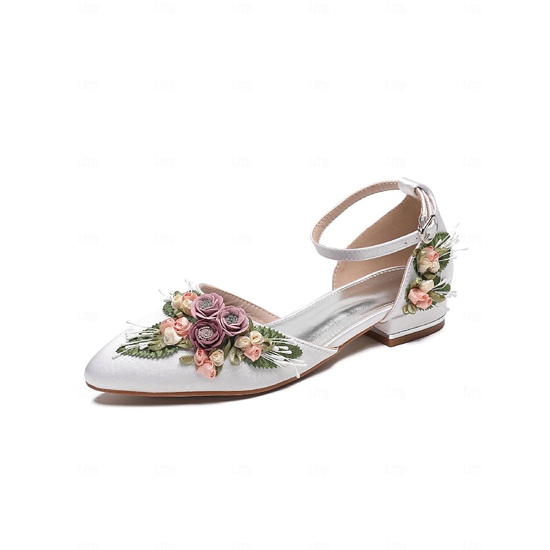 White Floral Embroidered Flat Shoes with Matching Clutch – Elegant Wedding & Bridal Shoes for Women2