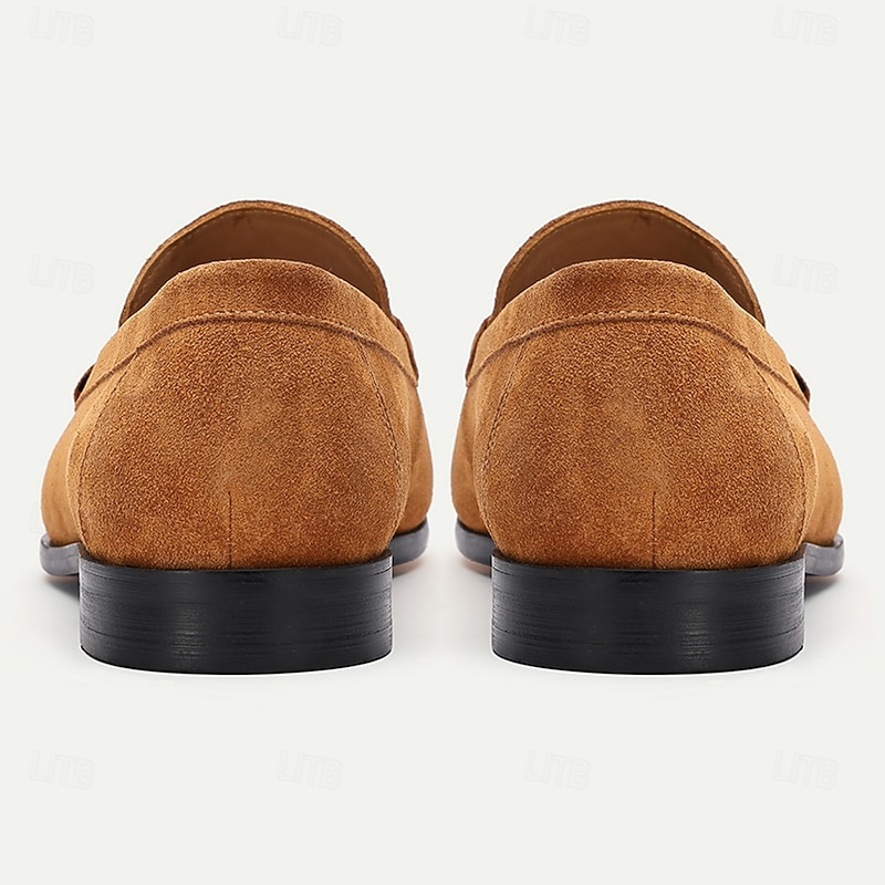 Men's Tan Suede Leather Penny Loafers – Classic Slip-On Dress Shoes for Business, Weddings & Casual Wear4