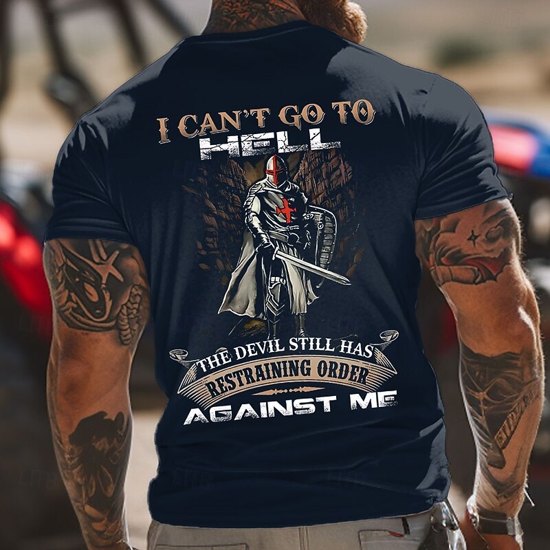 Easter Men's Knights Templar T Shirt Short Sleeve T shirt 3D Print Crew Neck Shirt Designer Casual Party Holiday Black Dark Green Dark Blue Summer Spring Clothing Apparel S M L XL XXL XXXL2