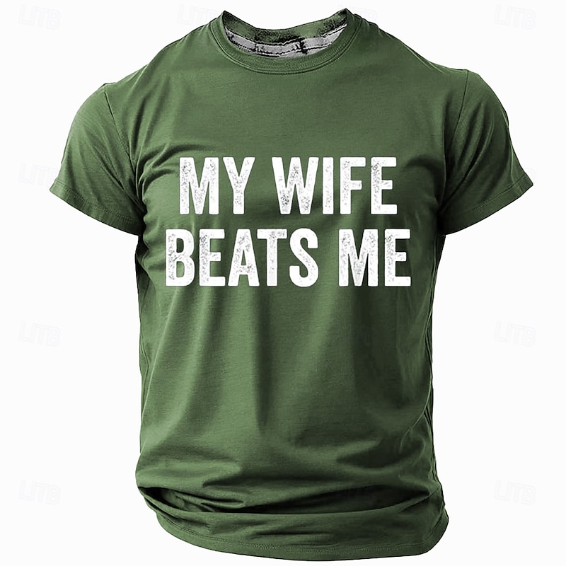 Men's Funny Wife T Shirt Short Sleeve T shirt 3D Print Crew Neck Shirt Fashion Daily Street Daily Black Red Blue Summer Spring Clothing Apparel S M L