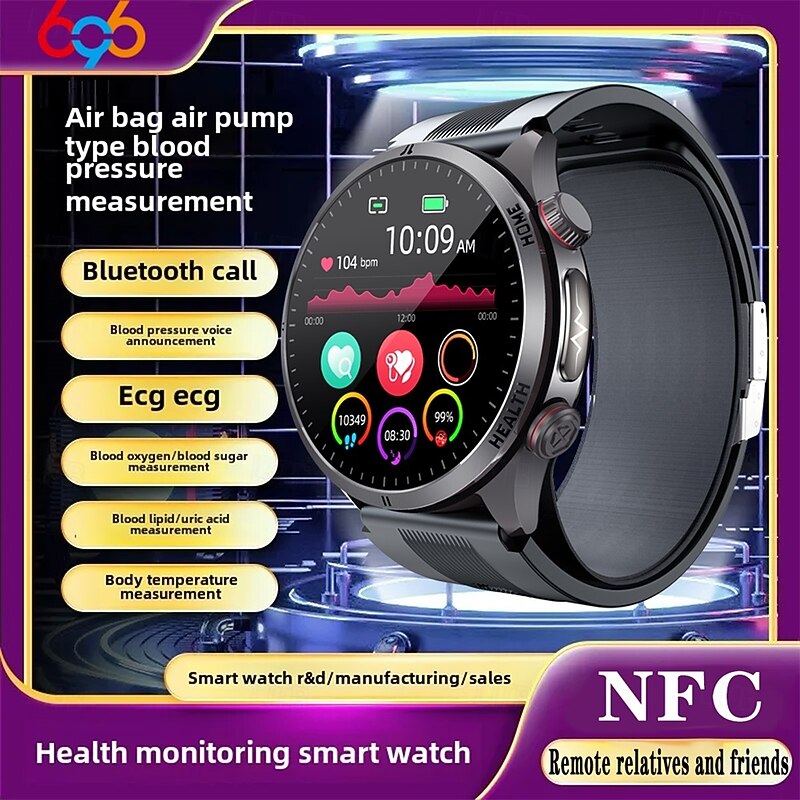 S26 Smart Watch 1.43 inch Smartwatch Bluetooth ECG+PPG Temperature Monitoring Pedometer Compatible with Android iOS Men Hands-Free Calls Message Reminder 49mm Watch2