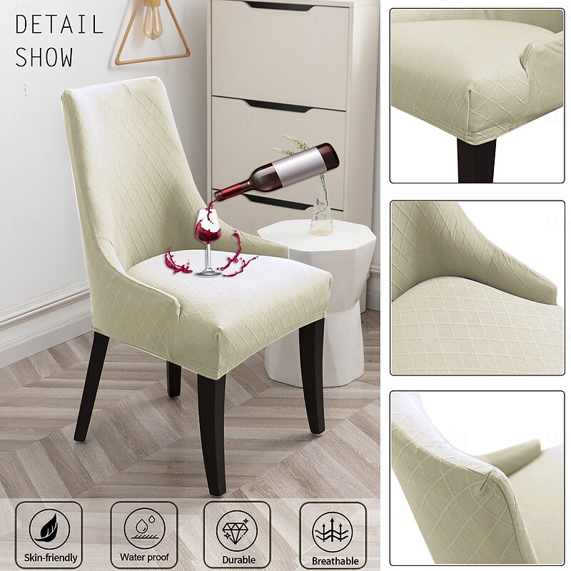 1PC Stretch Waterproof Wingback Chair Covers Slipcover - Reusable Arm Chair Protector Cover, Washable Dining Chair Covers Protectors for Dining Room2