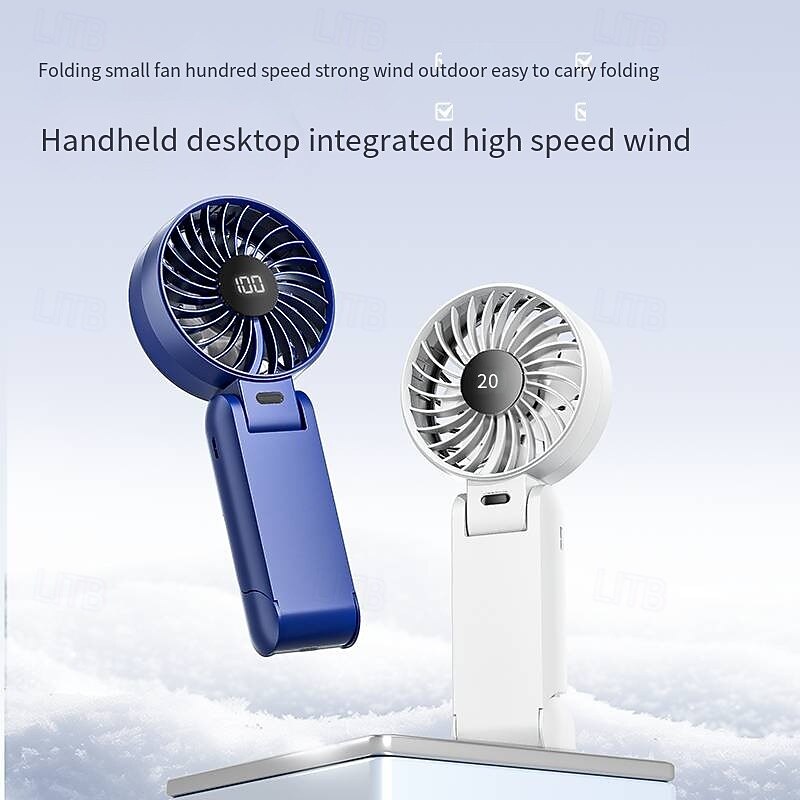 Foldable Handheld & Desktop Fan – 100-Speed Digital Display, 180° Adjustable, USB-C Rechargeable2