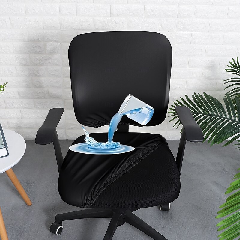 Stretch Computer Chair Covers Waterproof Faux Leather Split Office Chair Cover Gaming Armchair Seat Cover Anti Dirty Removable3
