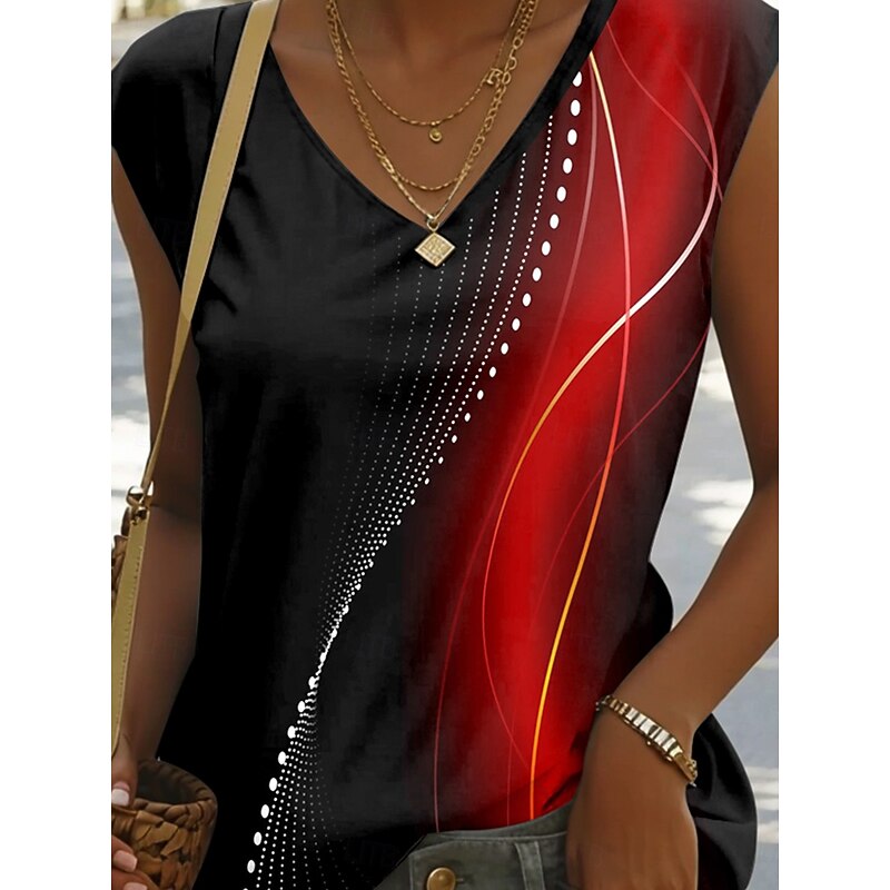 Women's Camisole Tank Top Graphic Geometric Stylish Casual Sleeveless V Neck Regular Tops Daily Print White Red Blue Green Summer3