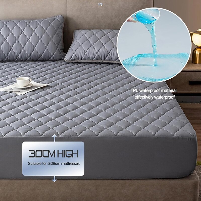 Queen Full King Protective Bed Cover Waterproof Mattress Protector Quilted Fitted Mattress Pad Bed Protector Thick Bed Cover Non-Slip Fitted Sheet with Deep Pocket Noiseless Hypoallergic3