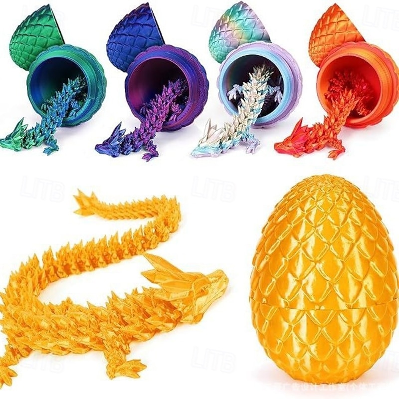 Easter 3D Printed Dragon Egg,Mythical Pieces Dragon Limited Edition Flashlight Set Articulated Dragon,Home Desk Decor Easter Surprise Dinosaur Eggs2