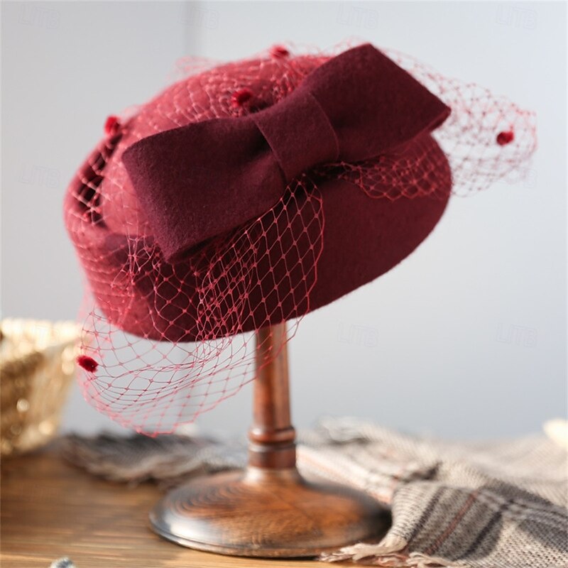 Hats Wool Beret Hat Wedding Tea Party Horse Race Cocktail Vintage Cute Simple With Cap Headpiece Headwear3