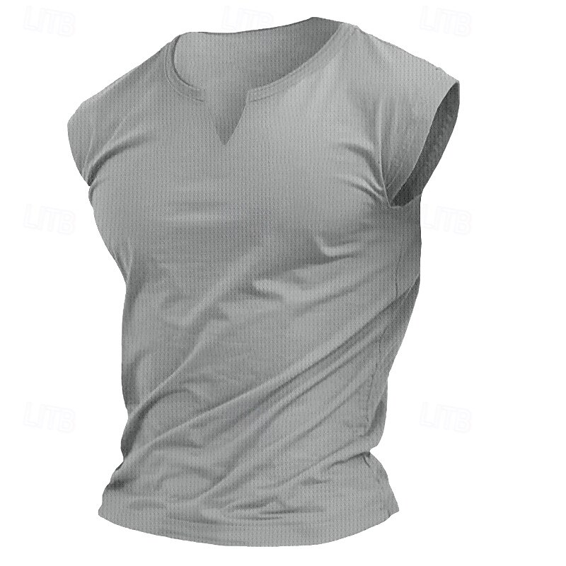 Men's Waffle Tank Top Tank Top Vest Undershirt Sleeveless V Neck Summer Plain Fashion Classic Comfortable Knitted Street Casual Sports White Yellow Light Blue Top Tee for Men