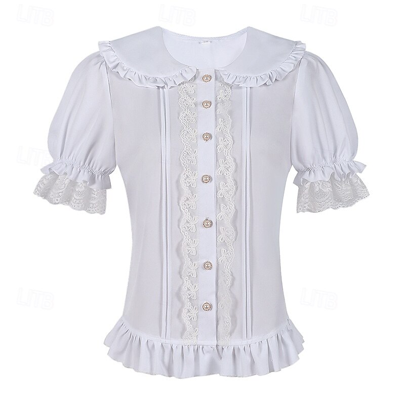 Retro Vintage Rococo Renaissance Blouse / Shirt Lace Bow Solid Color Fancy Dress Women's Pirate Royal Steampunk Masquerade Casual Daily Adults' Blouse2