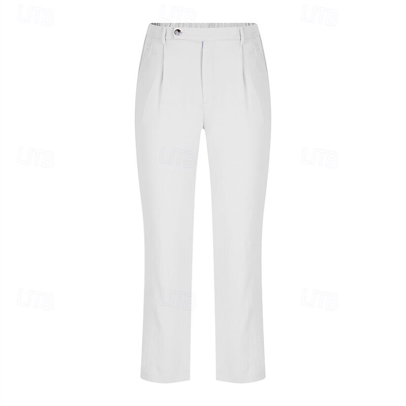 Men's Linen Pants Trousers Summer Pants Beach Pants Pocket Plain Comfort Breathable Vacation Daily Holiday Chino Athleisure turmeric Black2