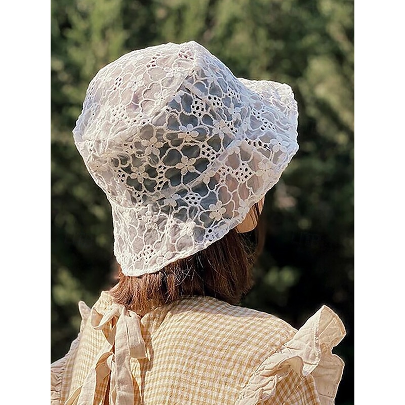 Women's Lace Bucket Hat – Elegant Floral Mesh Sun Hat, Breathable Vintage Wide Brim Cap for Summer, Beach, Vacation, and Outdoor Travel