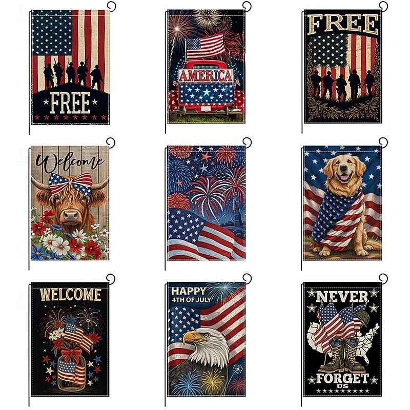 4th of July Independence Day Garden Flag 12 x 18 Inch Yard Flags, Small Garden Flags for Outside, Outdoor Flags, Holiday Garden Flags for All Seasons2