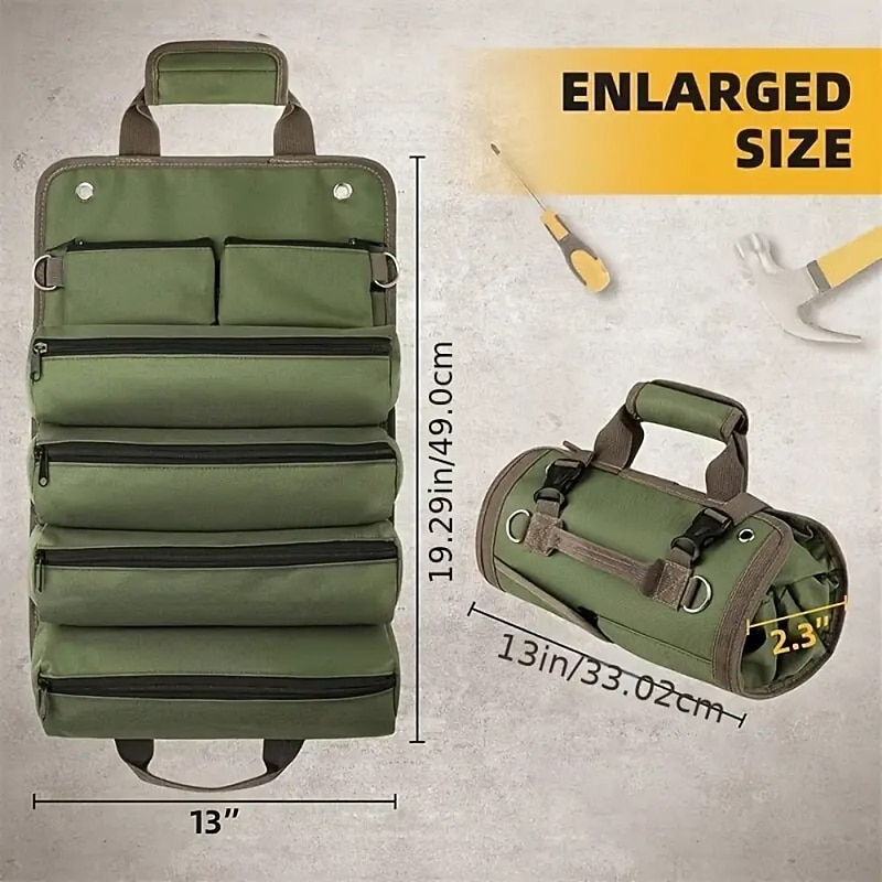 Hardware Tool Roll Storage Bag, Oxford Cloth Tool Pouch, Crossbody & Carry Tool Organizer, Vehicle Tool Storage Roll4