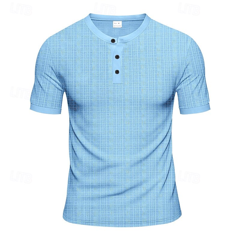 Men's Button T Shirt T Shirt Henley Shirt Tee Short Sleeve Henley Summer Solid / Plain Color Fashion Designer Fashion Vacation Street Going out Navy Black White Top Tee for Men3