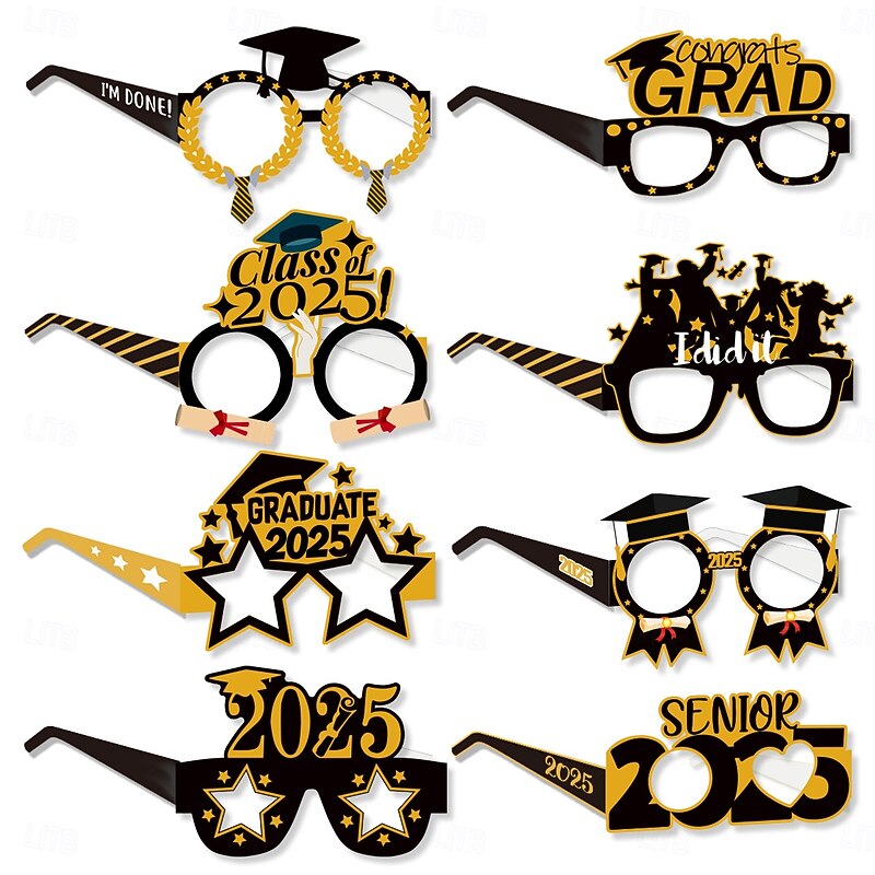2025 Graduation Season Glasses Decoration Set, Fun Photo Props for Graduation Party Celebrations and Picture Taking3