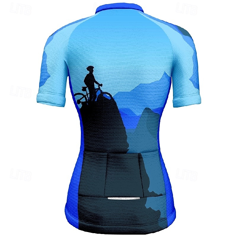 Women's Cycling Jersey Graphic Short Sleeve Bike Tee Tshirt Jersey with 3 Rear Pockets Mountain Bike MTB Quick Dry Anatomic Design Wicking Breathable Sports Blue Fuchsia Orange Clothing Apparel4