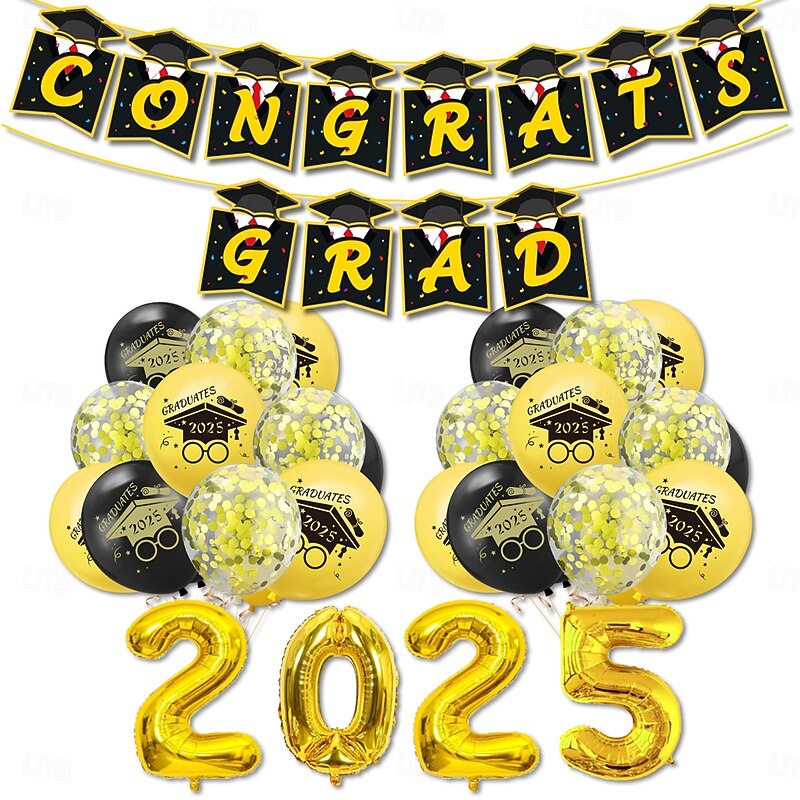 2025 Graduation Party Decorations, Graduate Themed Banner, Spiral Hanging Decorations, Balloon Set for Graduation Ceremony Celebration3