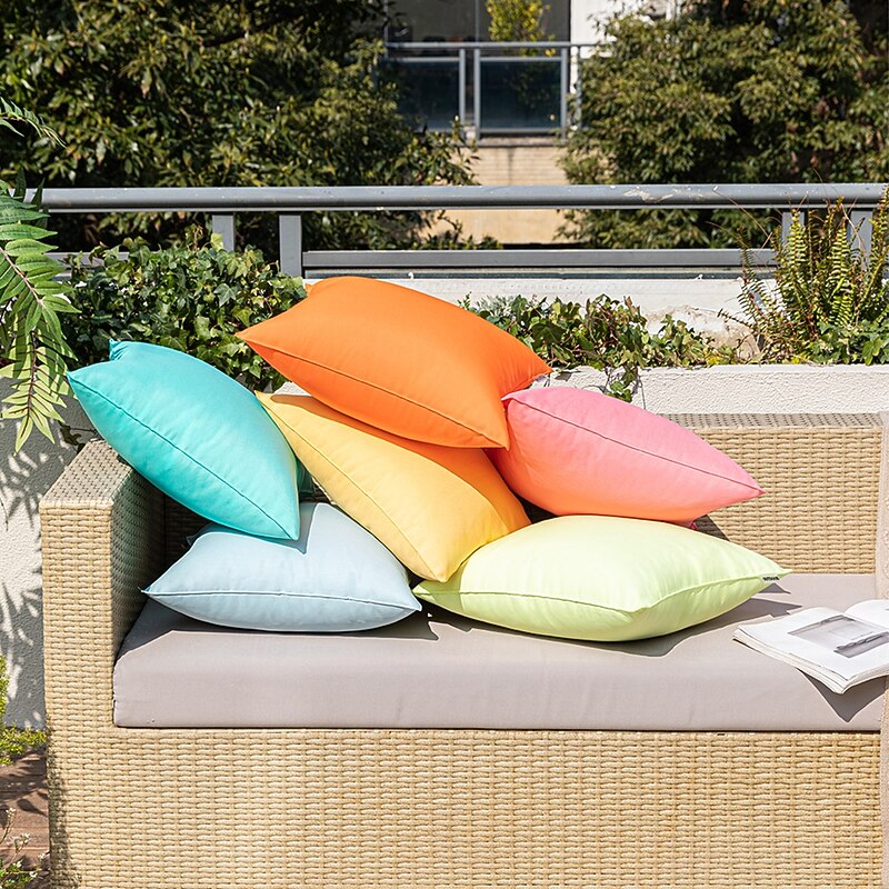 Solid Color Pillowcase Outdoor Waterproof Technology Pillowcase Coated Outdoor Garden Sofa Cushion Modern Simple 1pc4