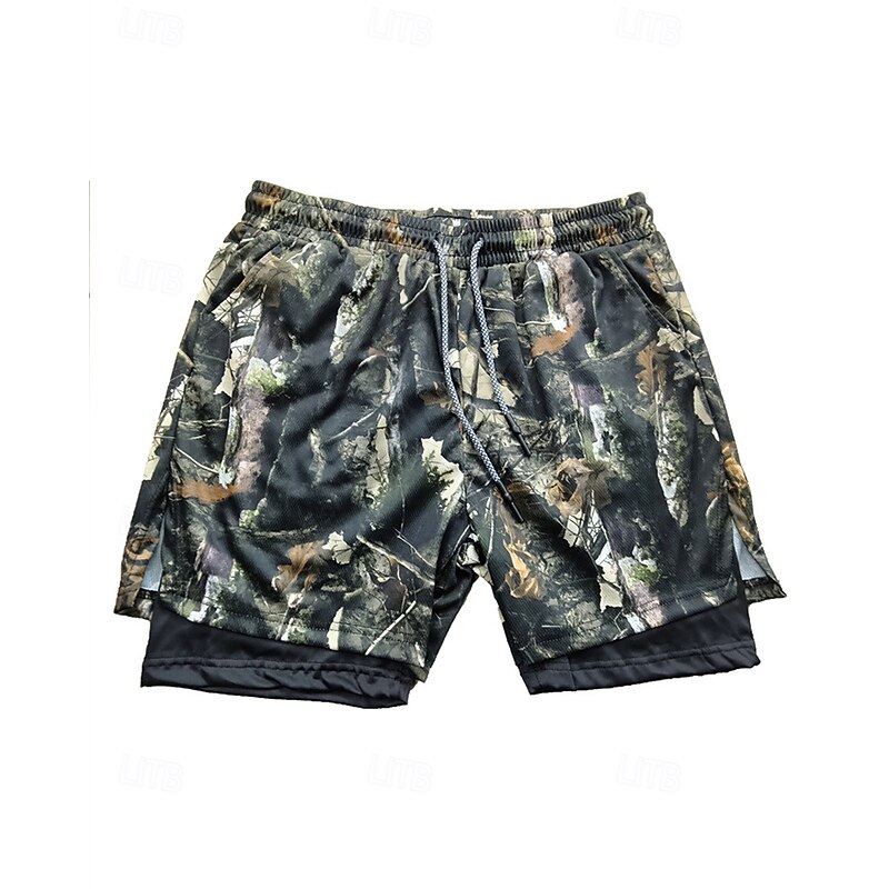 Men's Board Shorts Swim Shorts Swim Trunks Camouflage Quick dry Breathable Drawstring Elastic Waist 2 in 1 Vacation Beach Hawaiian Casual Green3