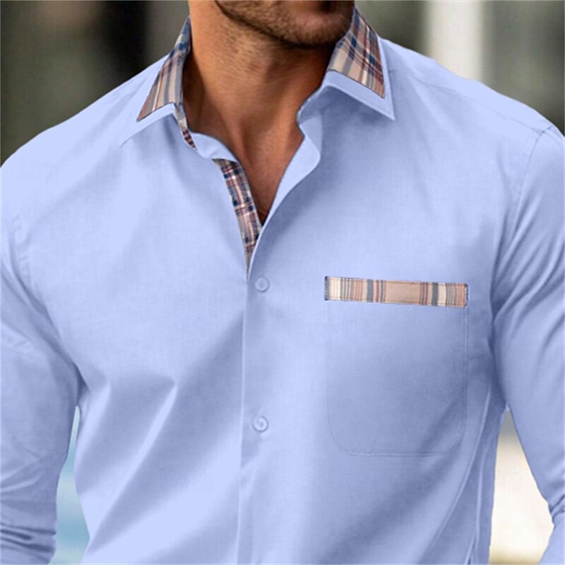 Men's Dress Shirt Wrinkle Resistant Button Up Shirt Stretch Plain Wedding Outdoor Light Blue Black Dark Navy Long Sleeve Collar Summer Spring Clothing Apparel2