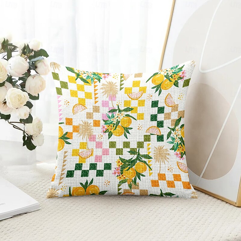 Summer Hawaii Decorative Toss Pillows Cover 1PC Soft Square Couch Cushion Case Pillowcase for Bedroom Livingroom Sofa Chair Fruit Lemon4