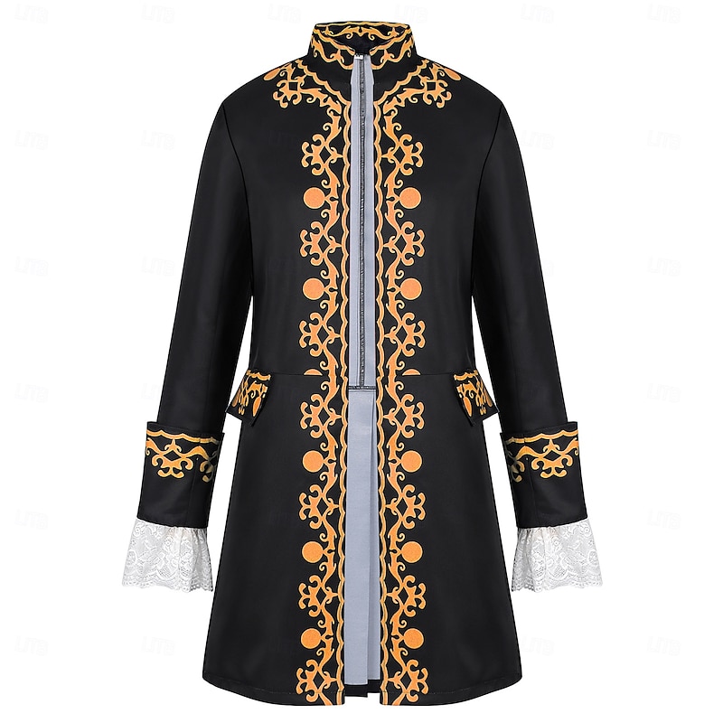 Retro Vintage Medieval Steampunk Coat Tailcoat Outerwear Prince Nobleman Solid Color Fancy Dress Men's Steampunk Carnival Masquerade Party & Evening Adults' Coat3
