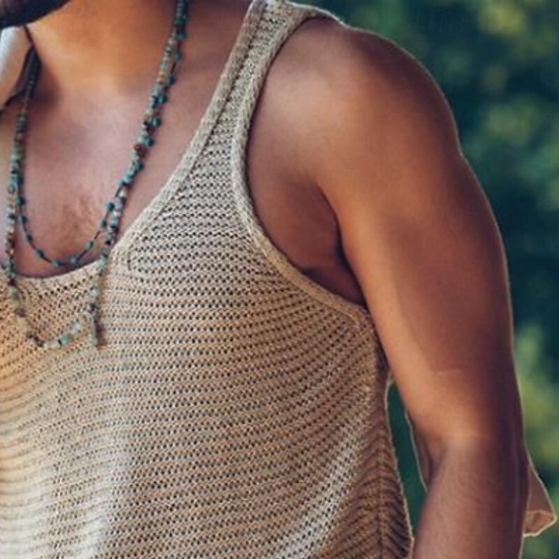 Men's Tank Top Sleeveless Shirt Sleeveless Crew Neck Summer Solid Color Fashion Designer Muscle Knitted Outdoor Black Blue Green Top Tee for Men2