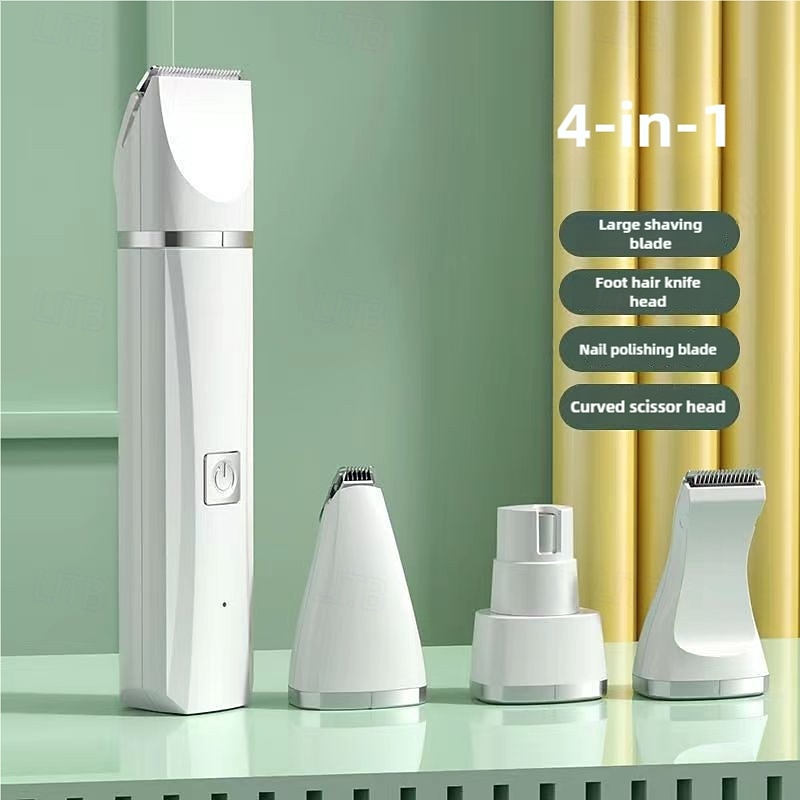 4 IN 1 Quiet Pet Grooming Kit Rechargeable Dog & Cat Hair Clippers with Low-Noise Paw Trimmer and Cordless Nail Grinder - USB Powered2