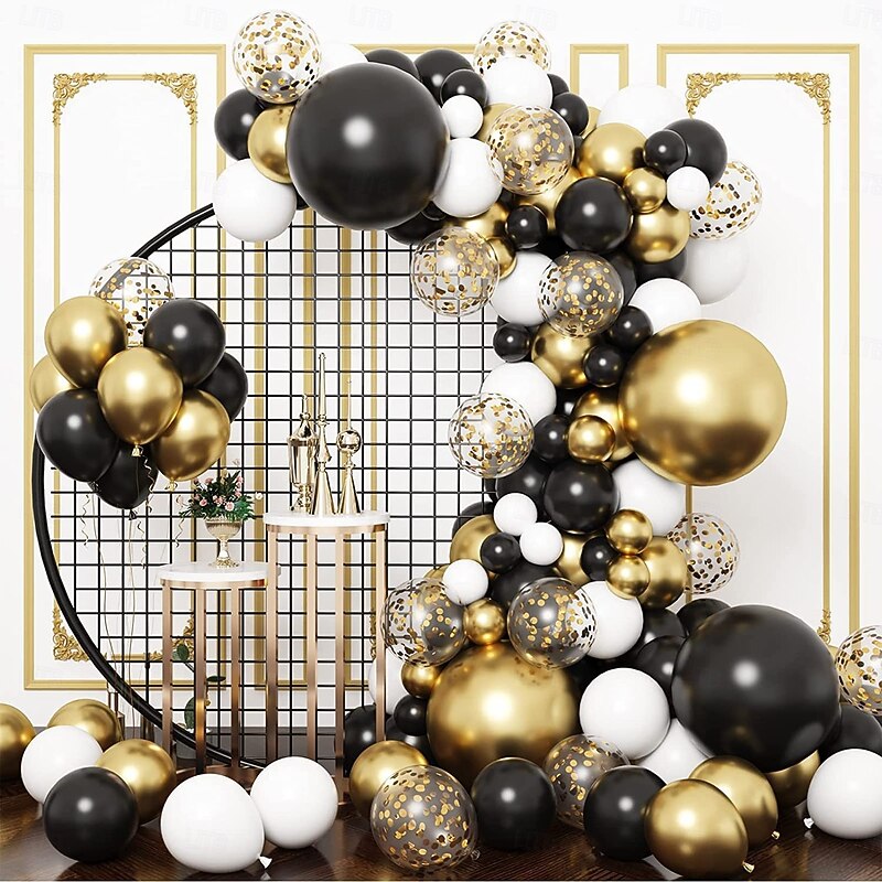 Graduation Party Balloon Decoration Set, Black and Gold Balloon Arch and Garland, Adult Party Decor, Birthday and Graduation Scene Setup Supplies3