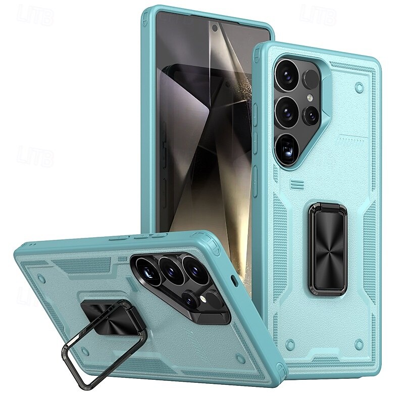 Phone Case For Samsung Galaxy S25 S24 S24 FE S23 Ultra Plus S22 A55 5G A35 5G A25 A15 Back Cover Ring Holder Magnetic Shockproof Retro TPU PC2