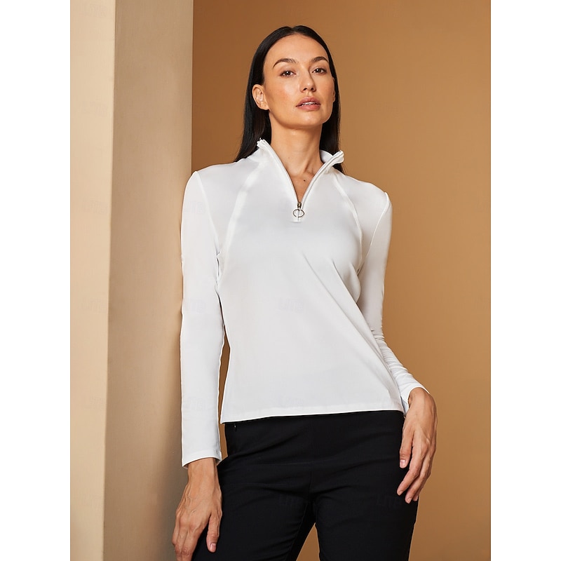 Women's Golf Polo Shirt Light Yellow Lake blue Black Long Sleeve Top Ladies Golf Attire Clothes Outfits Wear Apparel