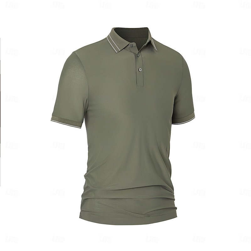 Men's Polo Knit Polo Sweater Business Casual Lapel Short Sleeve Formal Color Block Buttons Summer Black Brown Army Green Polo2