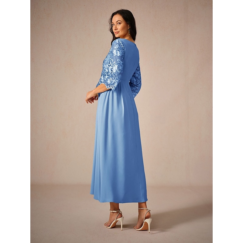 Women's Wedding Guest Cocktail Dress Maxi Dress Contrast Lace Party Elegant Formal V Neck  Light Green  Color2