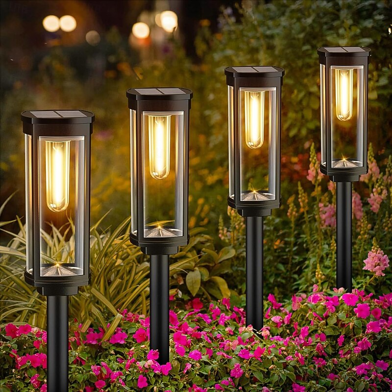 Solar Pathway Lights Outdoor, Solar Powered Garden Lights Waterproof IP65, Auto On/Off Outdoor Light for Lawn Patio Walkway Driveway Decor Landscape Lighting