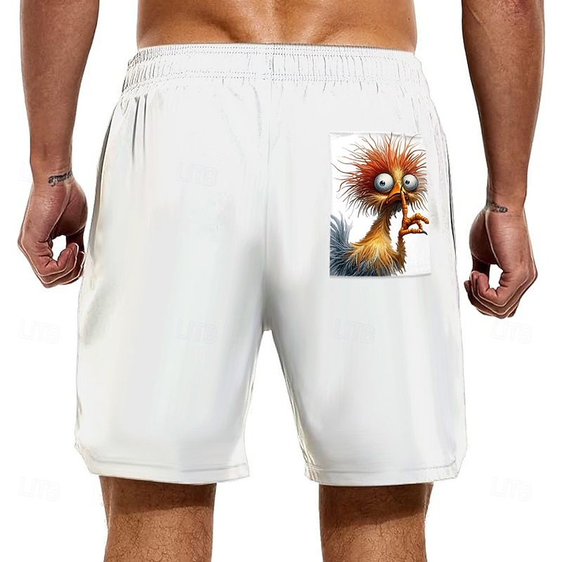 Men's Animal Chick Funny Lined Shorts 2 in 1 Board Shorts Swim Shorts Mid Waist Hawaiian Vacation Holiday Beach Wear Side Pockets With Compression Liner Elastic Drawstring Waist Designer Clothing2