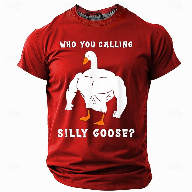 Men's Funny Goose T Shirt Short Sleeve T shirt 3D Print Crew Neck Shirt Exaggerated Designer Party Holiday Black Red Blue Summer Spring Clothing Apparel S M L XL XXL XXXL2