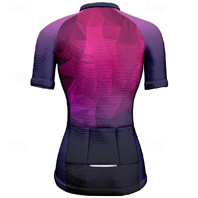 Women's Cycling Jersey Geometric Gradient Short Sleeve Bike Tee Tshirt Jersey with 3 Rear Pockets Mountain Bike MTB Quick Dry Anatomic Design Wicking Breathable Sports Blue Dark Green Purple Clothing2
